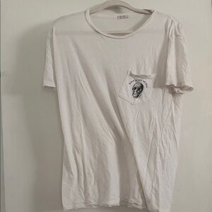 Brandy Melville White Skull Pocket Tee
